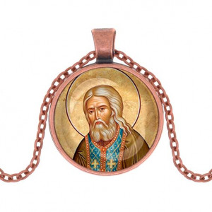 C1152030 Кулон, цвет медь, с цепочкой, Серафим Саровский