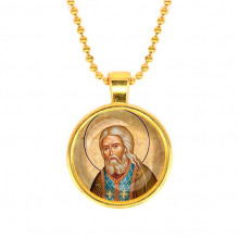C1152032 Кулон, цвет золото, с цепочкой, Серафим Саровский