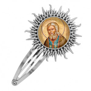 C1152045 Заколка металлическая, цвет серебро, Серафим Саровский