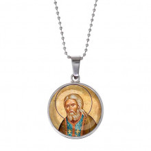 C1152053 Кулон, цвет серебро, с цепочкой, Серафим Саровский