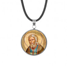 C1152062 Кулон, нержавеющая сталь, со шнурком, Серафим Саровский