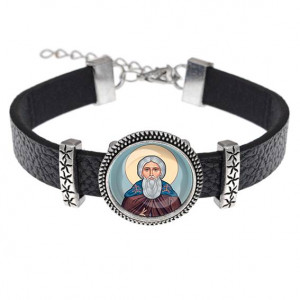 C1153011 Кожаный браслет, Сергей Радонежский