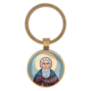 C1153017 Круглый брелок, цвет бронза, Сергей Радонежский