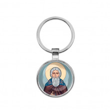 C1153021 Круглый брелок, цвет серебро, Сергей Радонежский