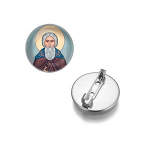 C1153023 Круглый значок, цвет серебро, Сергей Радонежский