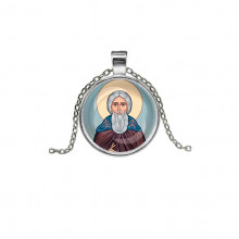 C1153026 Кулон, цвет серебро, с цепочкой, Сергей Радонежский