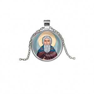 C1153026 Кулон, цвет серебро, с цепочкой, Сергей Радонежский