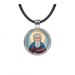 C1153027 Кулон, цвет серебро, со шнурком, Сергей Радонежский