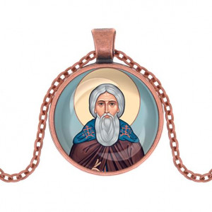 C1153030 Кулон, цвет медь, с цепочкой, Сергей Радонежский