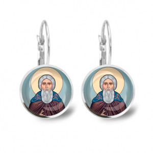 C1153038 Серьги металлические, Сергей Радонежский