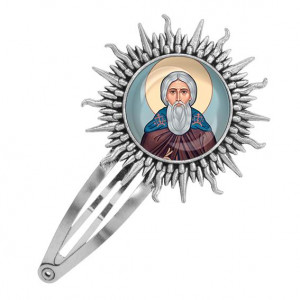 C1153045 Заколка металлическая, цвет серебро, Сергей Радонежский