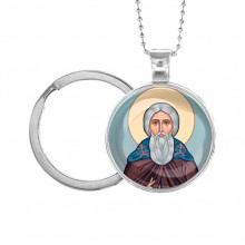 C1153054 Кулон-брелок, цвет серебро, с цепочкой и кольцом, Сергей Радонежский