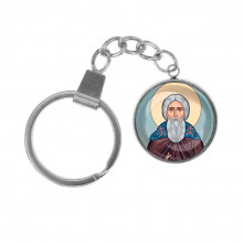 C1153061 Брелок, нержавеющая сталь, с кольцом для ключей, Сергей Радонежский