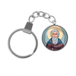 C1153061 Брелок, нержавеющая сталь, с кольцом для ключей, Сергей Радонежский