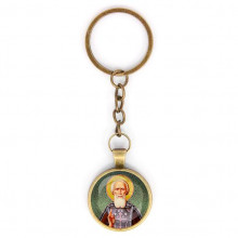 C1154018 Круглый брелок, цвет бронза, с цепочкой, Сергей Радонежский