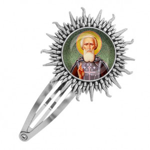 C1154045 Заколка металлическая, цвет серебро, Сергей Радонежский