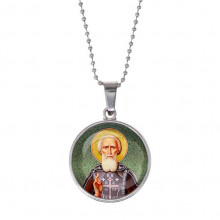 C1154053 Кулон, цвет серебро, с цепочкой, Сергей Радонежский