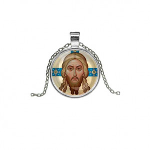 C1155026 Кулон, цвет серебро, с цепочкой, Спас Нерукотворный