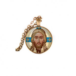 C1155028 Кулон, цвет бронза, с цепочкой, Спас Нерукотворный
