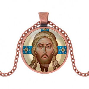 C1155030 Кулон, цвет медь, с цепочкой, Спас Нерукотворный