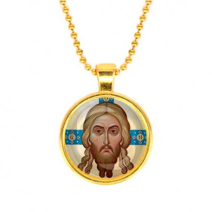 C1155032 Кулон, цвет золото, с цепочкой, Спас Нерукотворный