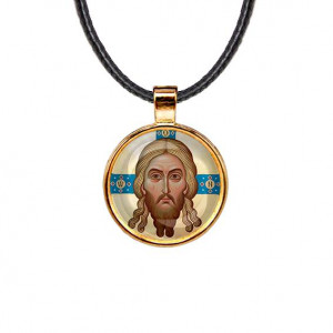 C1155033 Кулон, цвет золото, со шнурком, Спас Нерукотворный