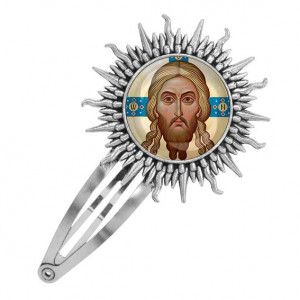 C1155045 Заколка металлическая, цвет серебро, Спас Нерукотворный