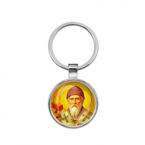 C1157021 Круглый брелок, цвет серебро, Спиридон Тримифунтский