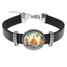 C1160011 Кожаный браслет, Храм и березы