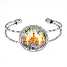C1160034 Браслет металлический, цвет серебро, Храм и березы
