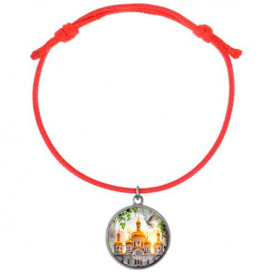 C1160052 Браслет из красного шнура, Храм и березы