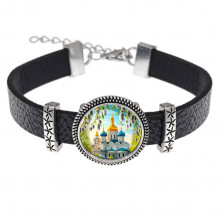C1161011 Кожаный браслет, Храм и вербы