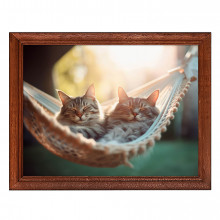 POSG-0300 Постер в рамке 23x17см Коты на гамаке