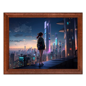 POSG-0371 Постер в рамке 23x17см Девушка на краю крыши