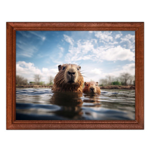 POSG-0400 Постер в рамке 23x17см Капибары в воде