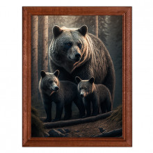 POSV-0312 Постер в рамке 17x23см Медведь и медвежата
