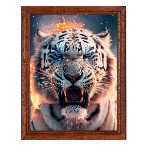 POSV-0359 Постер в рамке 17x23см Рык белого тигра