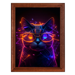 POSV-0382 Постер в рамке 17x23см Кибер кот в очках