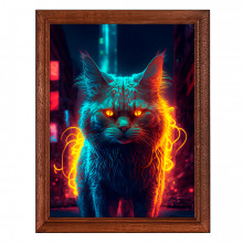 POSV-0383 Постер в рамке 17x23см Киберпанк кот
