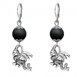 SE-MKA34-25 Серьги-амулеты Дракон (удача, могущество, успех), шунгит