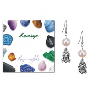 SEB07-07-23 Серьги Лягушка с монетой (богатство), Жемчуг натуральный