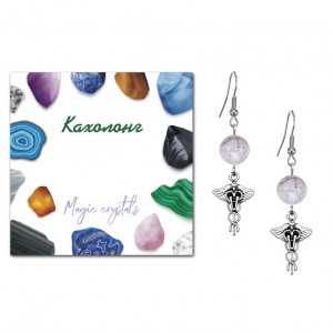 SEB07-10-33 Серьги Кадуцей (здоровье, бизнес, гармония), Кахолонг