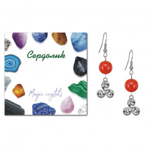 SEB07-18-0036 Серьги Трискель (защита и гармония), Сердолик