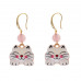 SEC-10-03 Серьги Кошка, розовый кварц