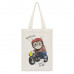 SUMS-0145 Сумка - шоппер с принтом Кот на мотоцикле