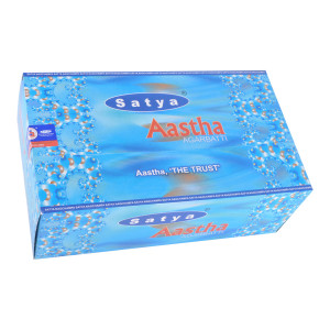 Сатия-15-BL Блок благовоний Aastha (Астха) 12 упаковок по 15 грамм