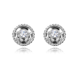 UD123-s Серьги со стразами, 10х10х10мм, цвет серебряный