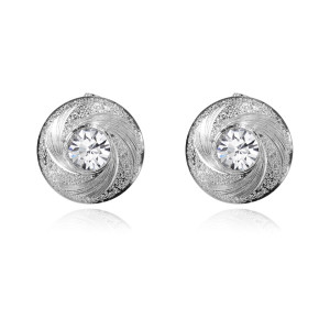 UD124-s Серьги со стразами, 15х15х10мм, цвет серебряный