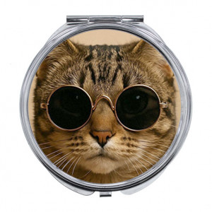 ZER-629 Складное зеркало Кот в круглых очках