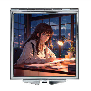 ZER2-0383 Складное зеркало квадратное Аниме девушка в очках